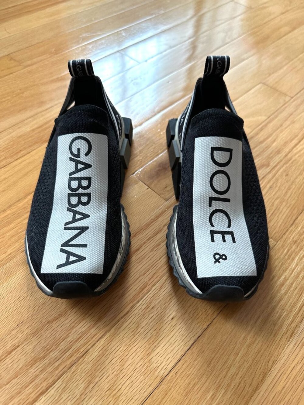 Dolce & Gabbana Sorrento Slip-On Sneakers - Black & White - Sz 37 (US 6.5-7)